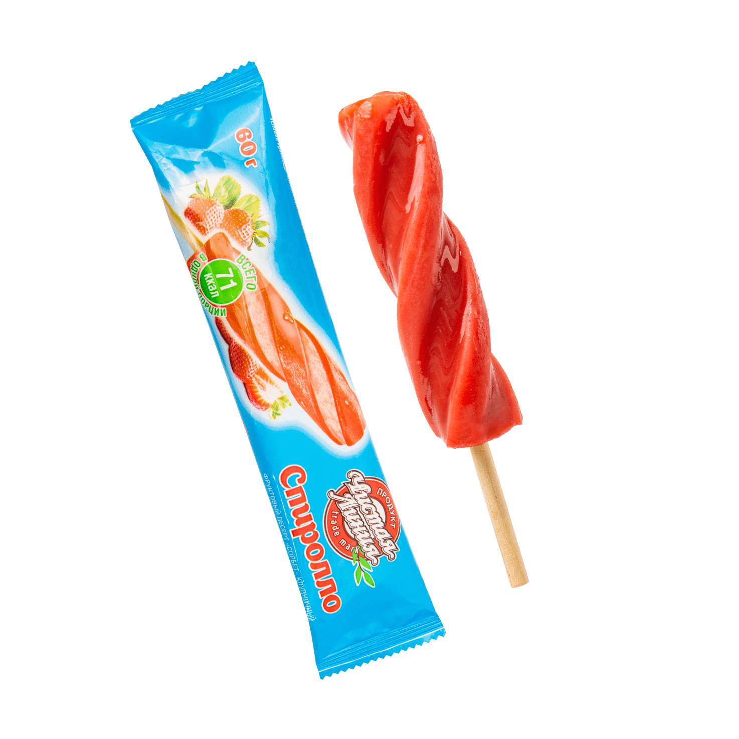 Десерт замороженный клубничный «Спиролло», 60г
